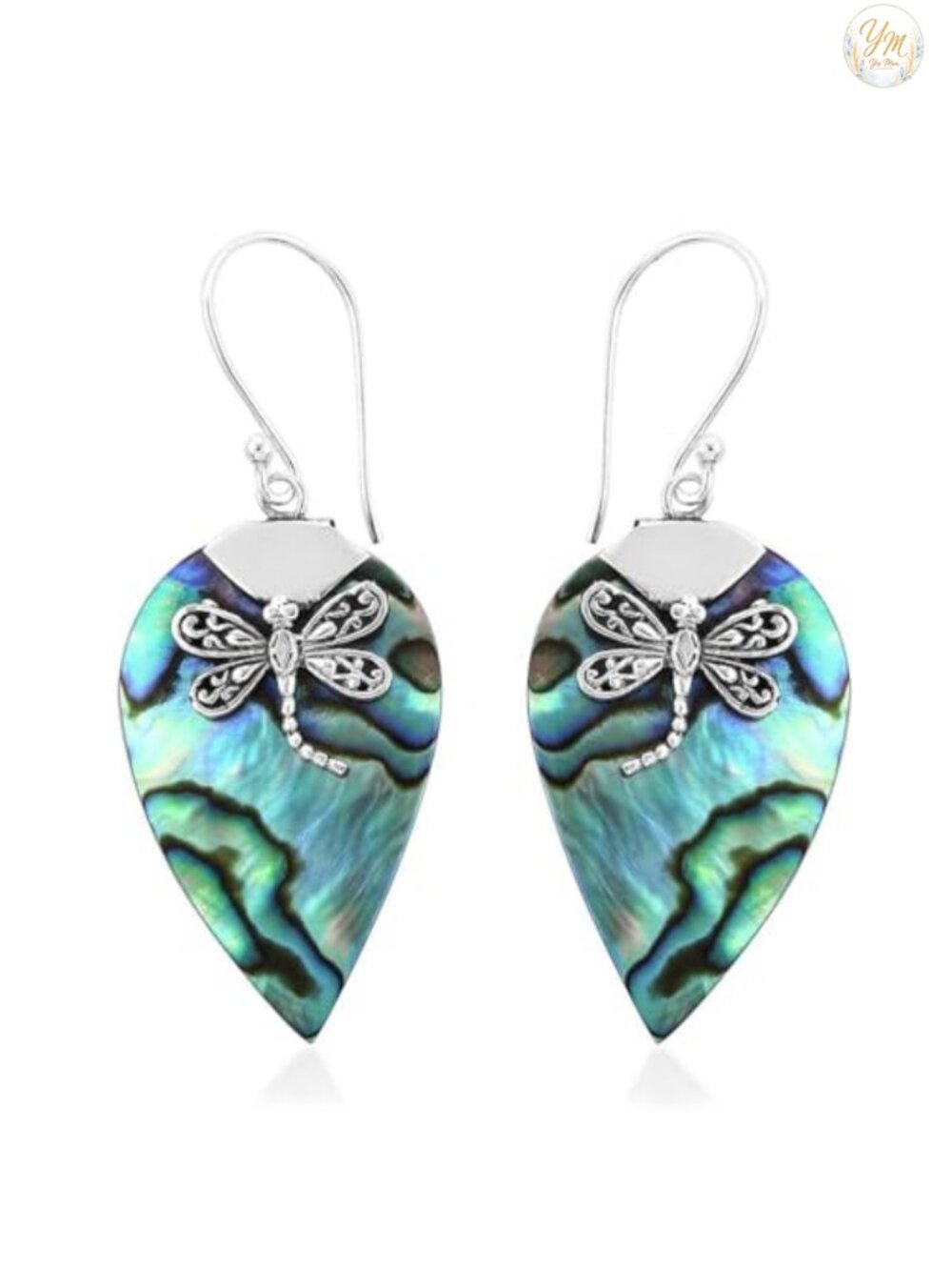 925 Sterling Silver Abalone Shell Dangle Earrings for Women